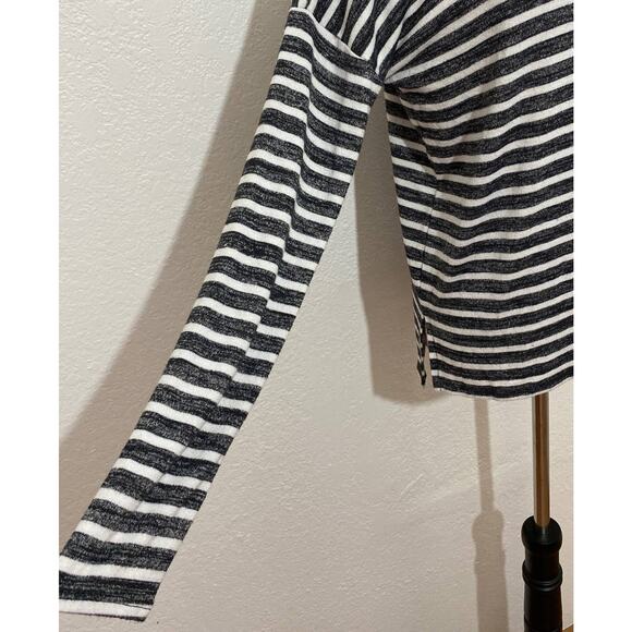 Banana Republic The Signature Tee Small Stripped Knit Top Mock Neck Stretch - Picture 3 of 9